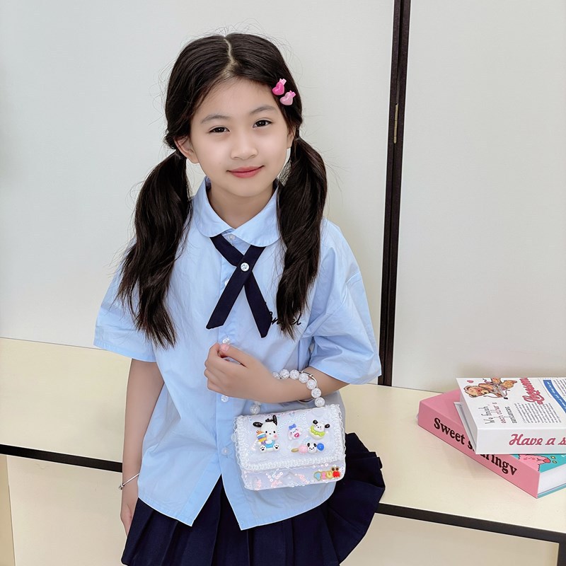 New princess pearl handbag, girls' cartoon chanel-style crossbody bag, children's accessories, single-shoulder coin purse details Picture