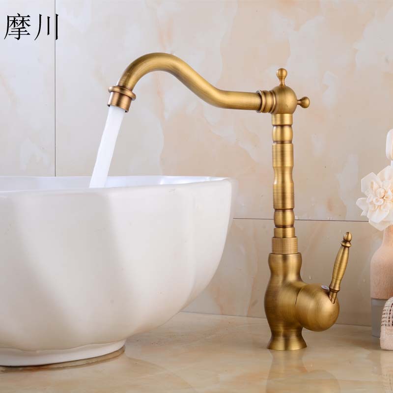 Hot-selling in foreign trade: brass, antique black, brushed and chrome-plated countertop basin, cold and hot water faucet, sitting single-hole faucet Application Scenario