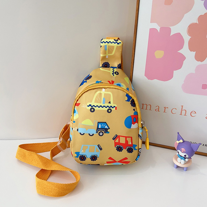 Children's bag Autumn new style Korean version boys' and girls' chest bag, cartoon cute car boy light accessory crossbody bag Specification drawing