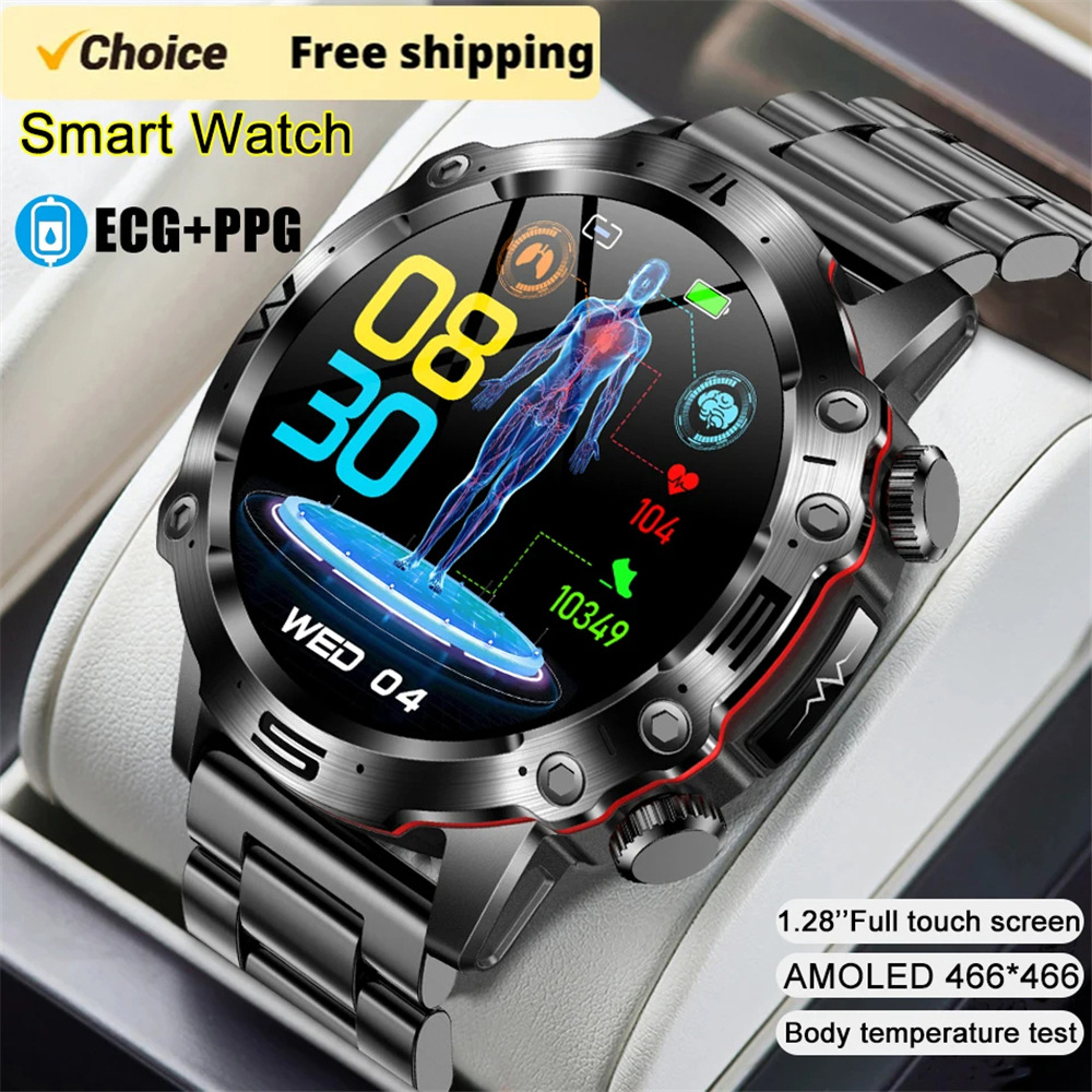 2024 Cross-border New ET482 smartwatch AMOLDE high-definition non-invasive blood glucose, body temperature and blood pressure Outdoor Sports full figure