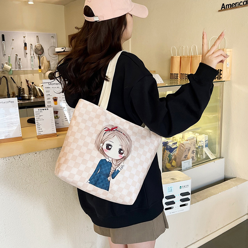 Wholesale of 2023 new style canvas bags for women, hand-held shoulder bags, shopping bags, large-capacity student tutorial bags, and canvas bags Specification drawing