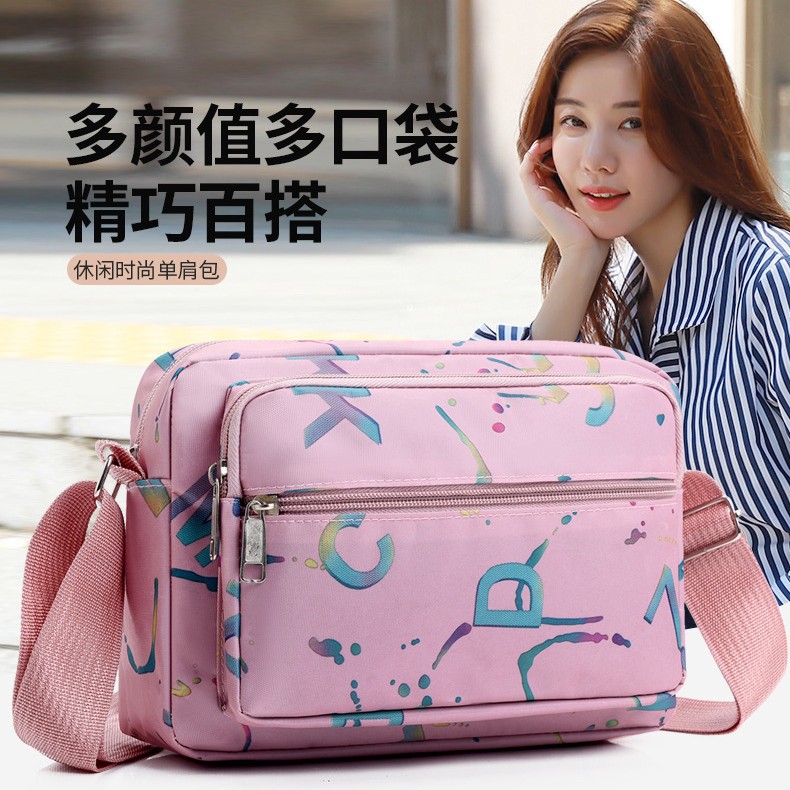New fashionable and casual women's bag, single-shoulder bag, lightweight multi-layer Oxford cloth mom bag, simple and versatile Korean version crossbody bag details Picture