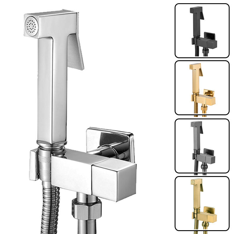 Square spray gun faucet single cold water toilet companion set copper main body pressurized spray gun bottom washer full figure