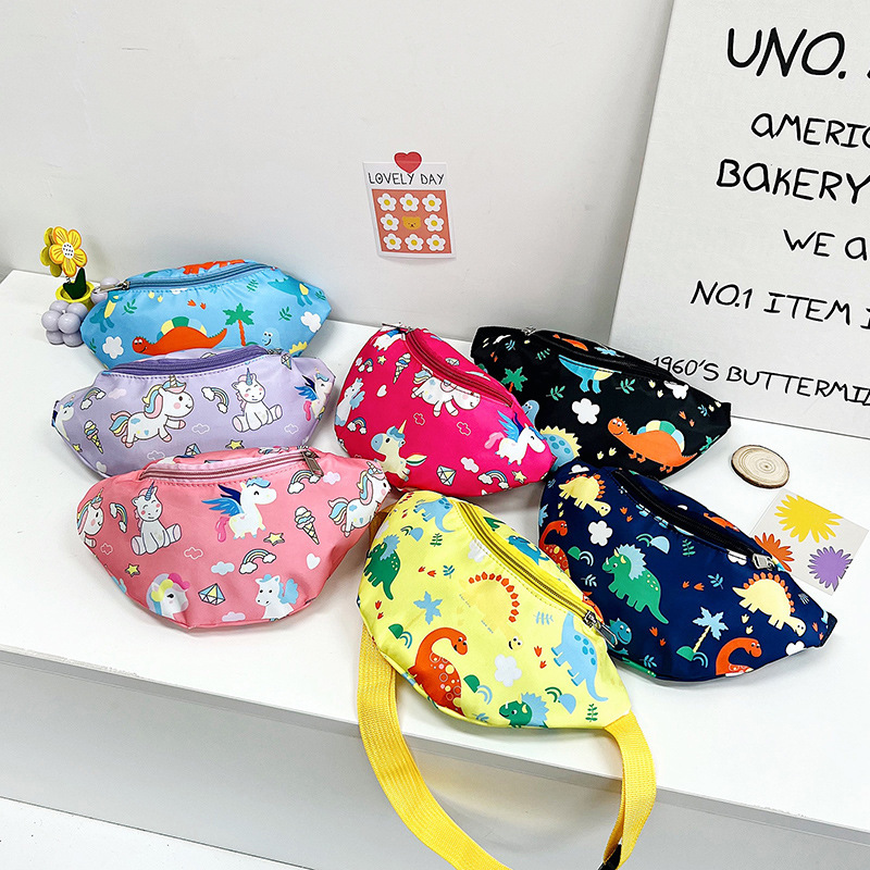 Fashionable boy and girl waist bags, trendy gift bags, children's chest bags, new cartoon dinosaur unicorn single-shoulder crossbody bags full figure