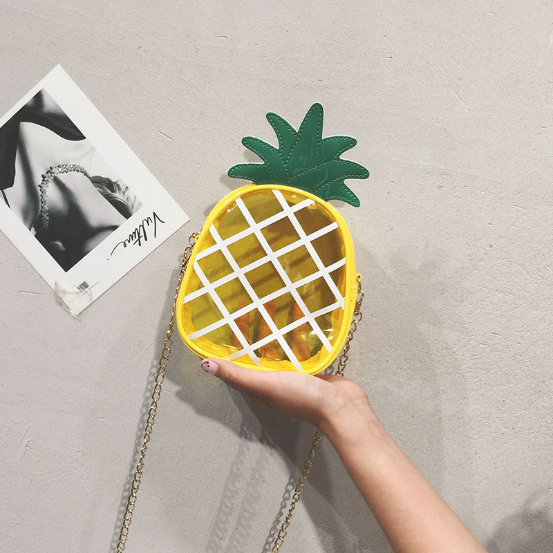 ins Summer Mini Bag Women 2021 New Style Fashionable and Individual PVC Transparent jelly Pineapple Bag single-shoulder crossbody women's bag Specification drawing