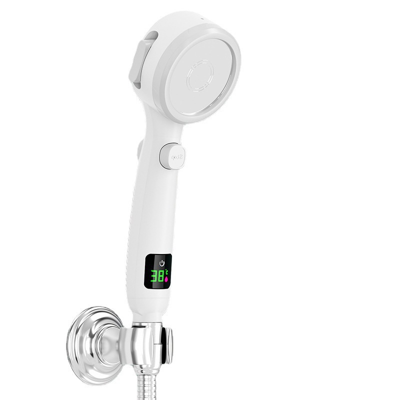 Smart digital display showerhead, home bathroom light pressure luxury showerhead set, bathroom heater, round shower, handheld showerhead Item Picture