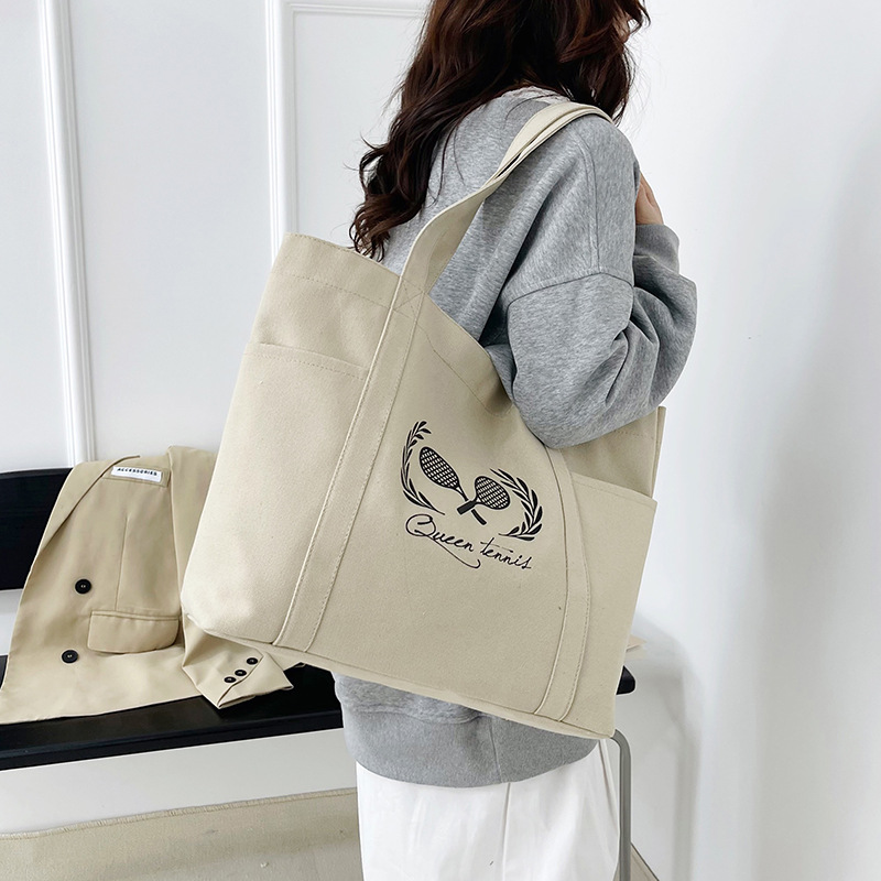 A new best-selling large-capacity casual canvas bag, a Korean-style fashionable and simple canvas bag for commuting to school Specification drawing