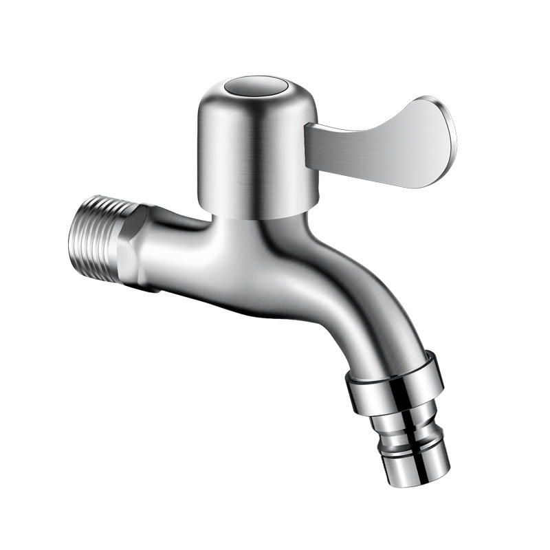 Stainless steel extended faucet for washing machine, splash-proof 4-point single-pipe cold water faucet for household balcony mop sink Item Picture