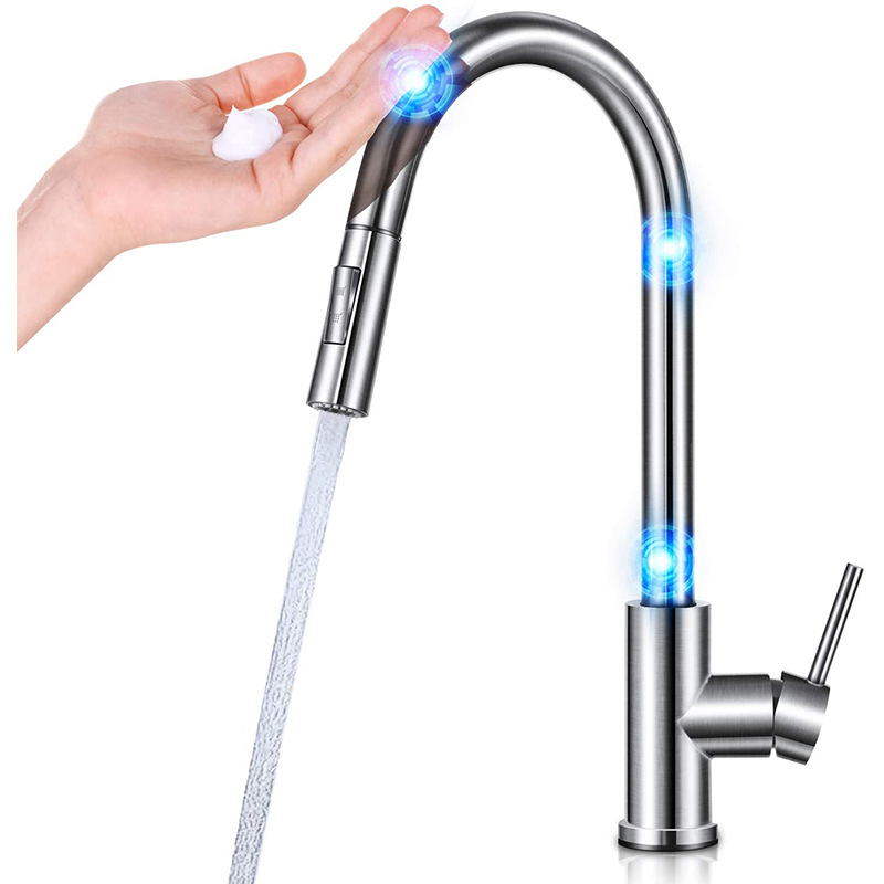 Smart touch 304 stainless steel kitchen hot and cold water faucet induction stretch anti-splash faucet dishwasher full figure