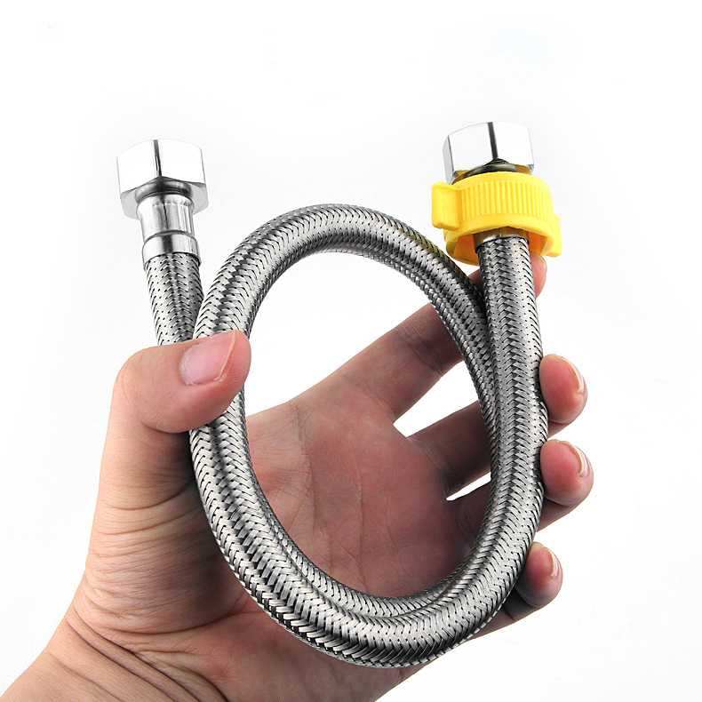 304 stainless steel cold and hot braided water inlet hose, household toilet water heater high-pressure quarter metal pipe water pipe full figure