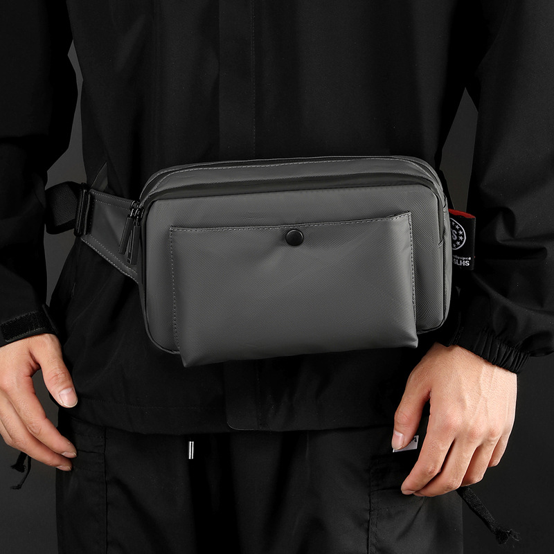 WEPOEWR's new trendy chest bag, men's portable waist bag, simple crossbody bag, and streetwear single-shoulder bag Specification drawing