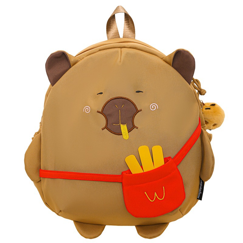 Fun and cute French fries Capibara backpack for girls and students, large-capacity cartoon water guinea pig children's schoolbag Item Picture
