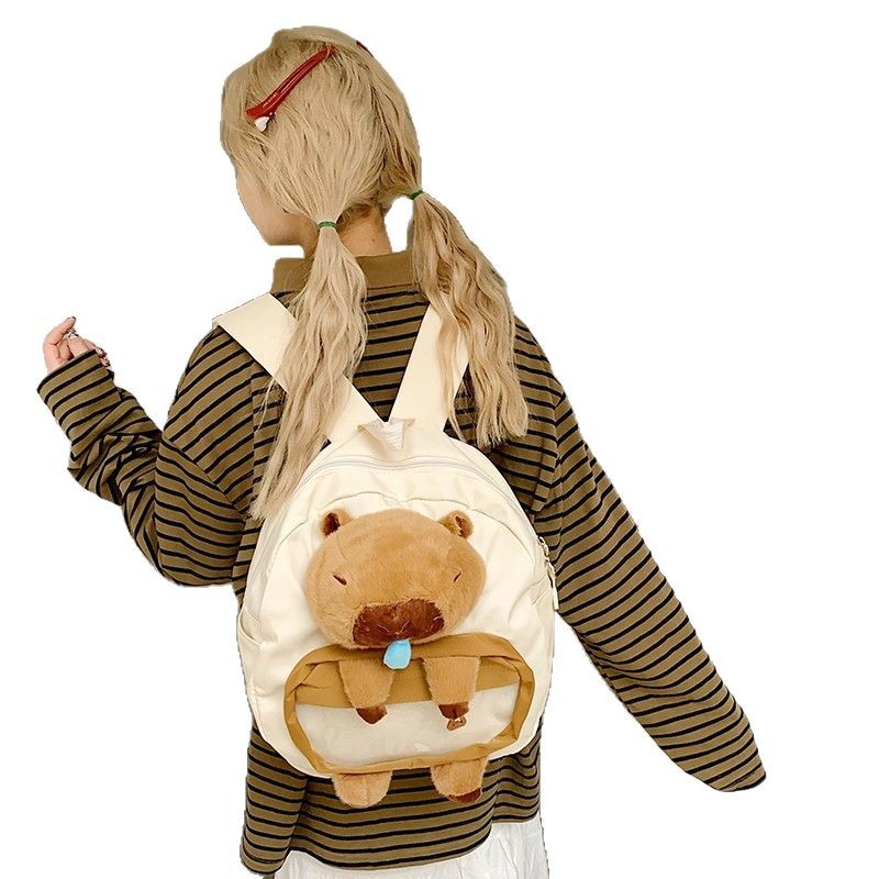 Wholesale of cute Capibara capybara snot large-capacity backpacks, cartoon and funny backpacks, and cute student schoolbags Item Picture