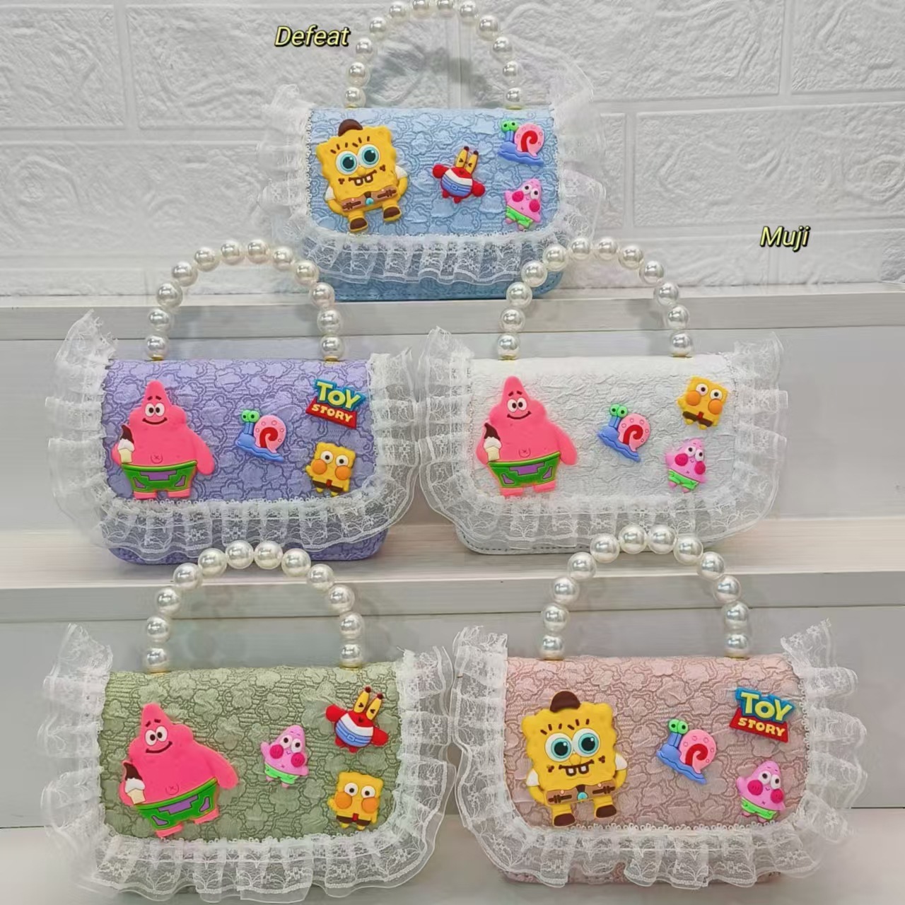 Pai Daxing pearl handbag, crossbody coin accessory bag, children's SpongeBob Princess bag, women's chain small square bag full figure