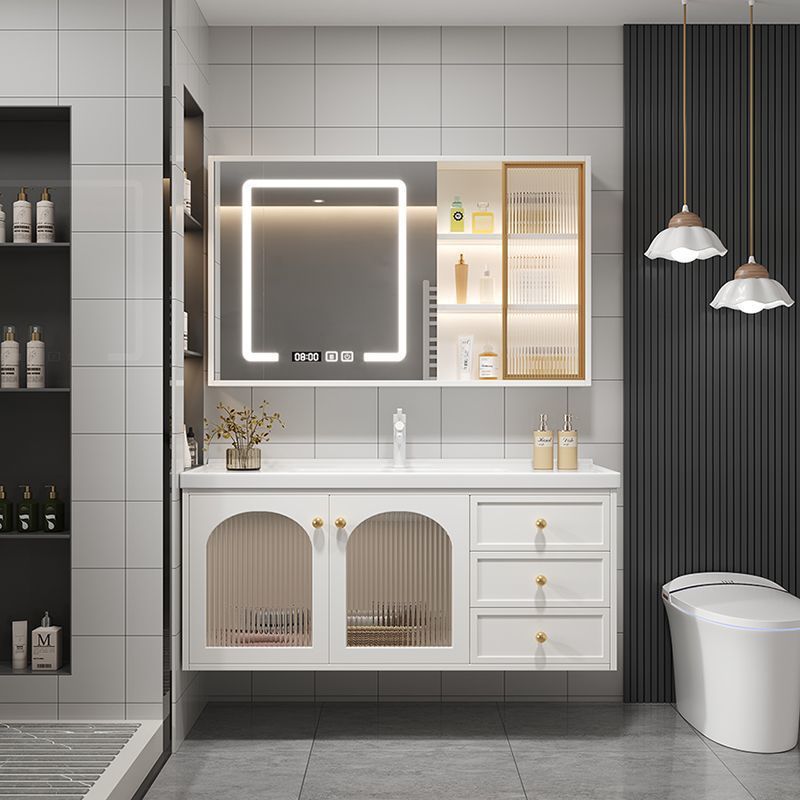 Pastoral simple solid wood washbasin, bathroom cabinet combination, ceramic bathroom integrated, intelligent washbasin and washbasin, oak details Picture