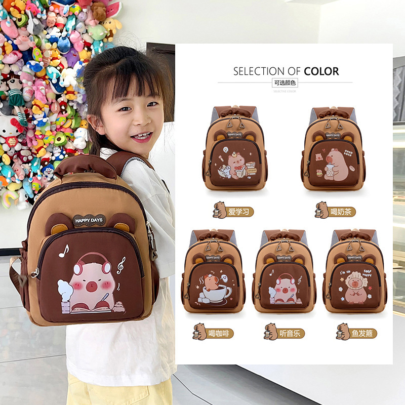 2025 New Kapibala large-capacity cartoon kindergarten schoolbag, primary school sports backpack, children's backpack details Picture