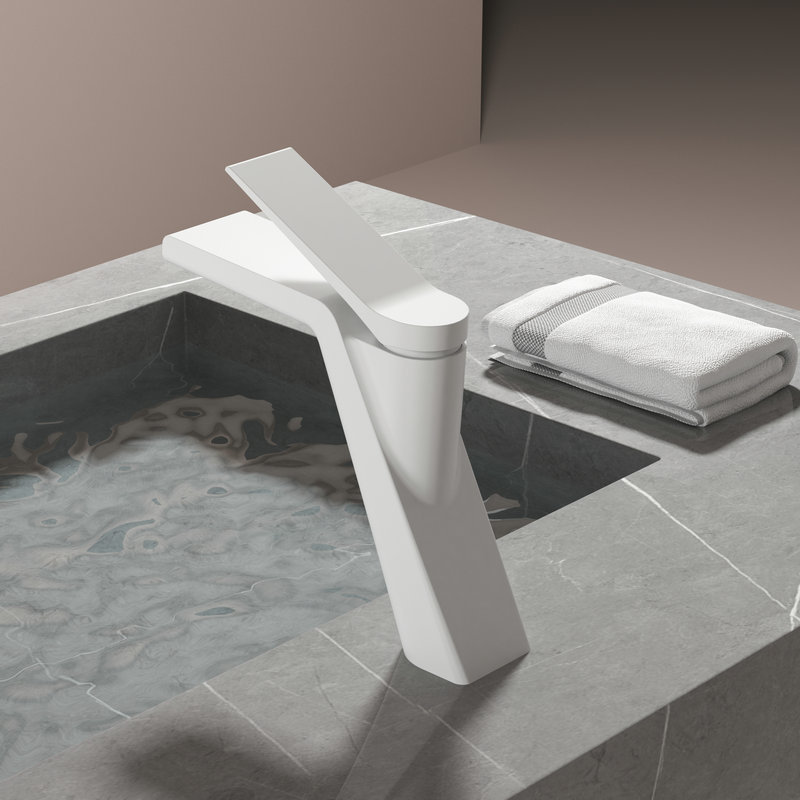 Bathroom cabinet copper brushed gun, grey washbasin faucet, Nordic simple and light luxury style underfloor basin cold and hot water faucet Application Scenario
