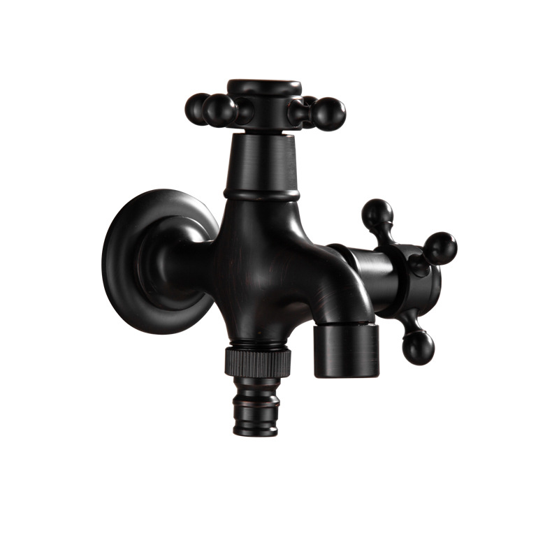 Black extended 4/6 inch washing machine special faucet, mop sink, European-style all-copper quick-opening single cold water nozzle Item Picture