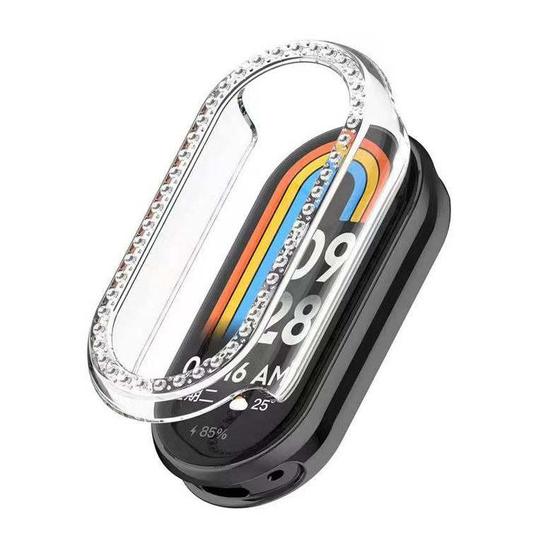 Suitable for Huawei xiaomi 8pro Band 9/8 diamond-encruted protective case Xiaomi Band 8 hollowed-out FIT3PC single row Specification drawing