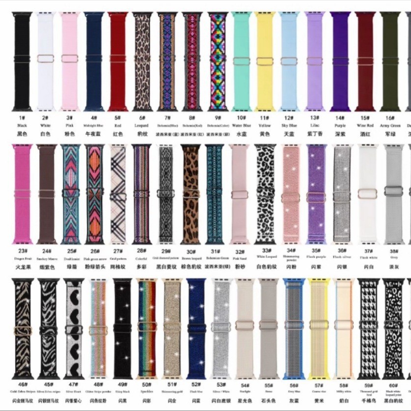 This elastic nylon woven sliding buckle watch strap is suitable for the applewatch87se generation full figure