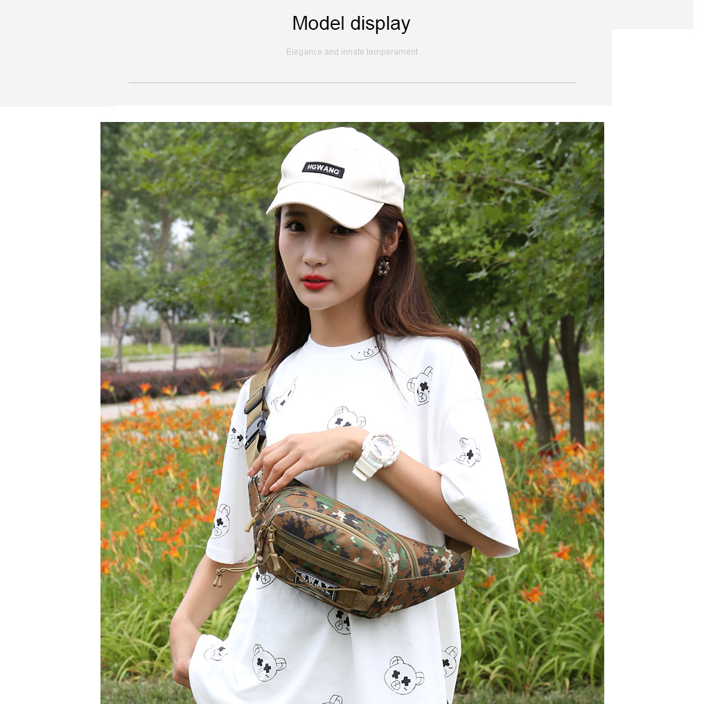 Men's outdoor camouflage bag, multi-functional cash register waist bag, large-capacity outdoor crossbody running and sports close-fitting waist bag Application Scenario