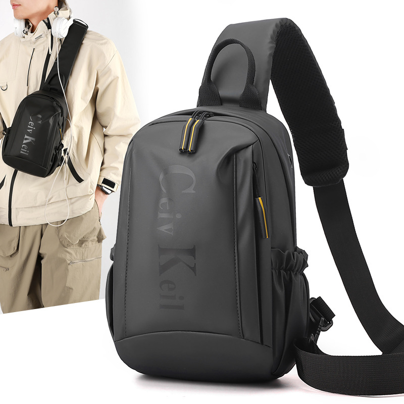 Cross-border waterproof bag, casual and fashionable crossbody bag, men's sports chest bag, multi-functional backpack, large-capacity single-shoulder bag full figure