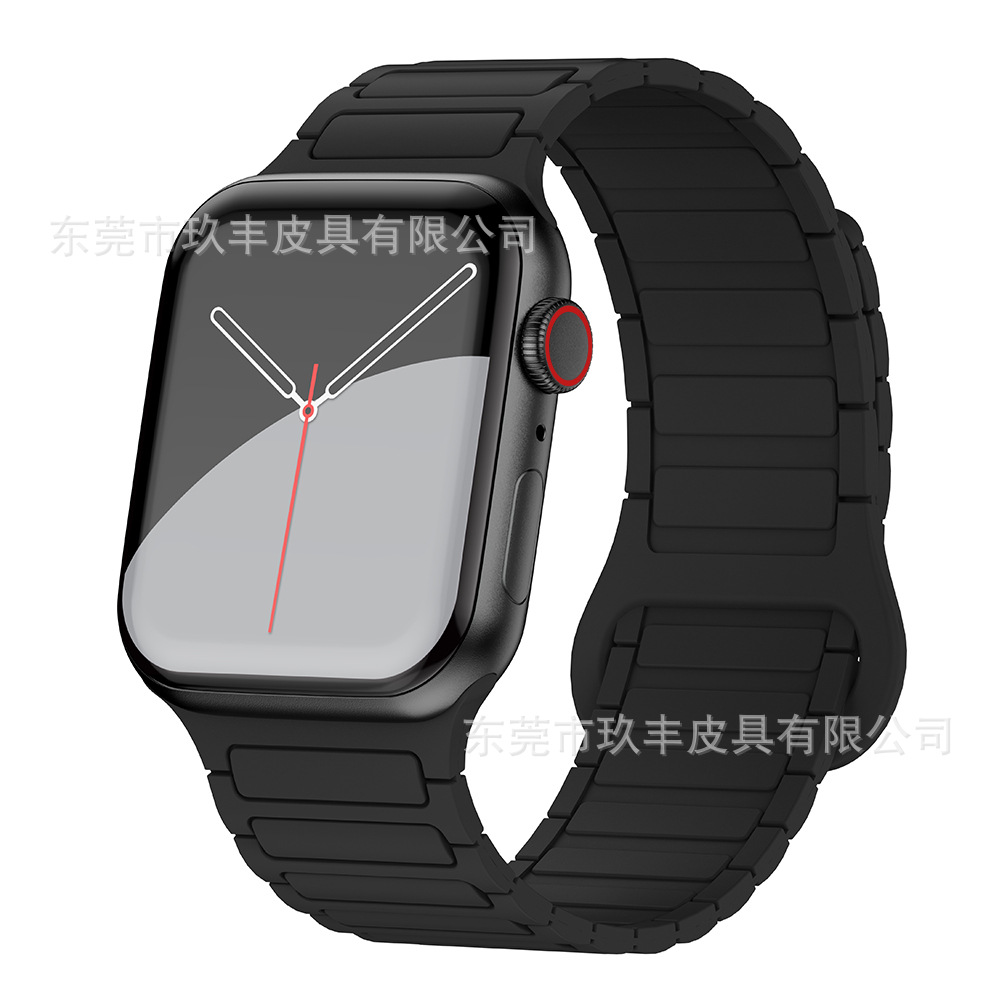 It is compatible with the Apple iwatch6789 generation S10 dual-color reverse buckle watch strap Ultra2 three-piece magnetic silicone watch strap Item Picture