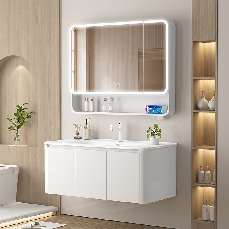Arc-shaped honeycomb aluminum thickened space aluminum bathroom cabinet, ceramic integrated basin, washbasin, countertop, integrated face and washbasin Item Picture