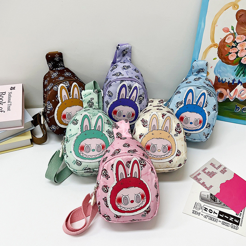 2024 Children's cute cartoon chest bag, Korean style fashionable crossbody bag, casual backpack, travel small chest bag factory wholesale full figure