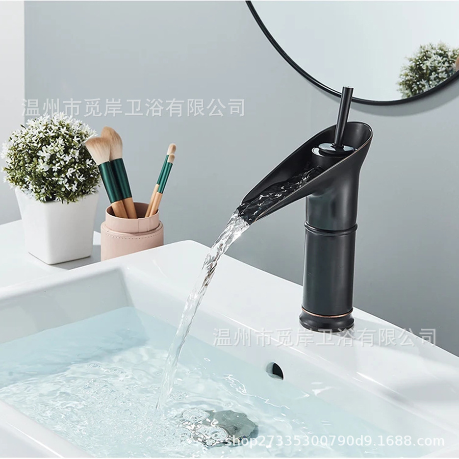 Antique-style wine glasses, all-copper washbasin, faucet, marble washbasin, bathroom countertop basin, hot and cold waterfall Application Scenario