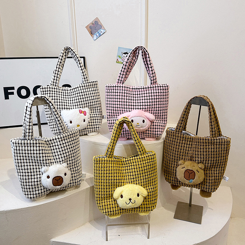 New pickup Bala handbag, claw doll, plush bag, cute college student fashion cartoon bag wholesale full figure