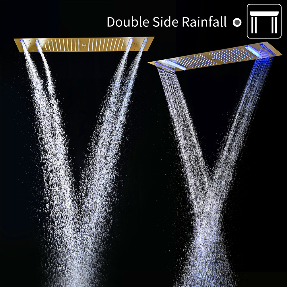 HIDEEP bathroom showerhead set 36* 12-inch LED music embedded top spray digital display cold and heat control valve Specification drawing