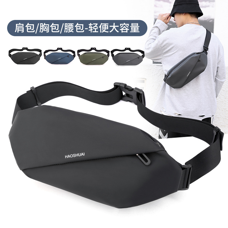 New cross-border men's waist bag, outdoor running phone bag, multi-functional large-capacity chest bag, casual single-shoulder crossbody bag full figure