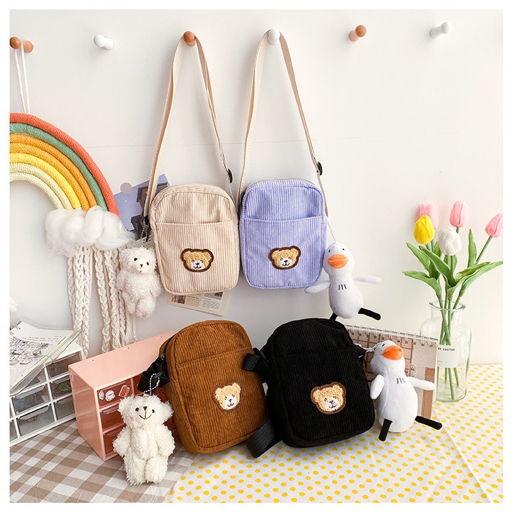 Versatile and fashionable single-shoulder bag 2024 new style corduroy simple single-shoulder crossbody bag fresh student cute bag for girls full figure