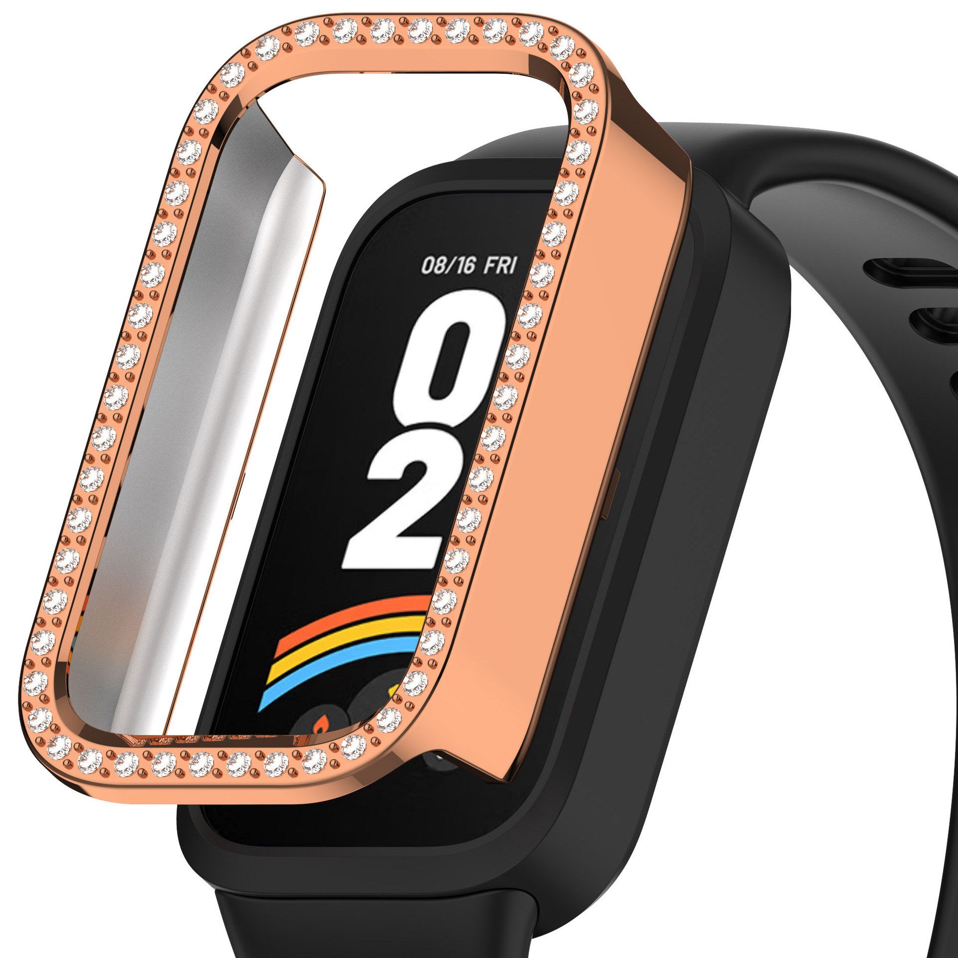 Suitable for Redmi Band 3 with diamond protective case, Xiaomi Band 9active with diamond protective case, half-pack PC with diamond inset case Application Scenario