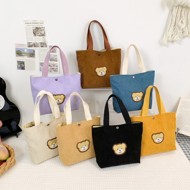 New corduroy small bags, women's bags, mini handbags, student Korean-style cute bento bags, trendy and easy to carry full figure