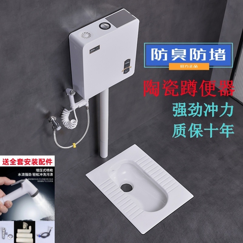 Squat toilet, household ceramic water tank set, anti-odor small toilet, toilet bowl, squat pit, squat toilet, squat basin details Picture