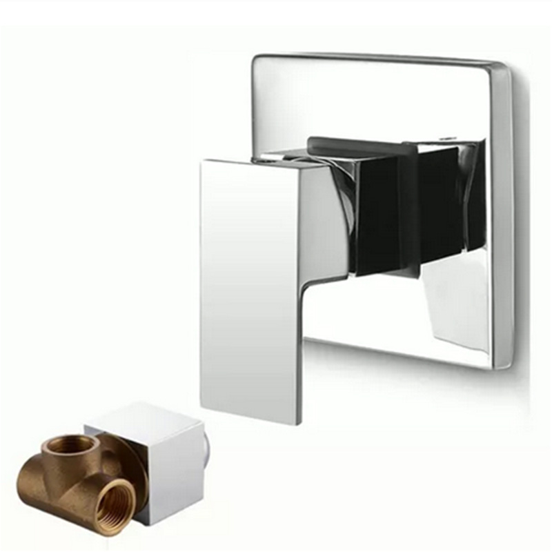 All-copper concealed cold and hot shower faucet, square three-way wall-mounted single-function mixing valve for cross-border bathing Item Picture