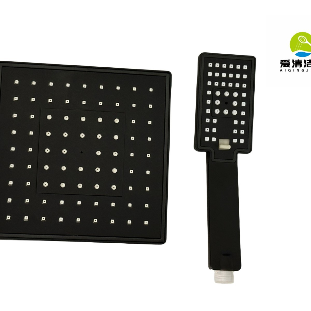 Classic Home bathroom and toilet pressurized square black background white dot Shower head Set (Unpainted) full figure