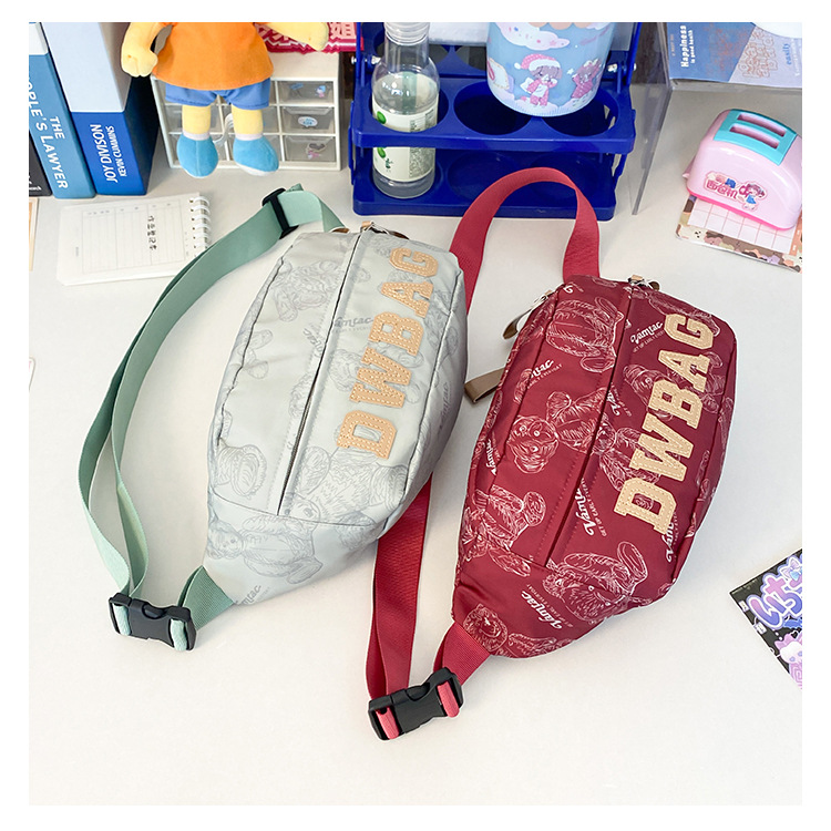 Canvas casual single-shoulder women's 2024 new trendy brand crossbody bag, summer sports chest bag, niche and versatile ins waist bag Specification drawing
