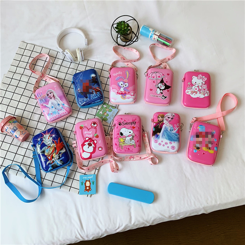 New hard-shell children's crossbody bag, cartoon bag, single-shoulder bag for boys and girls, baby coin purse, children's casual small bag full figure