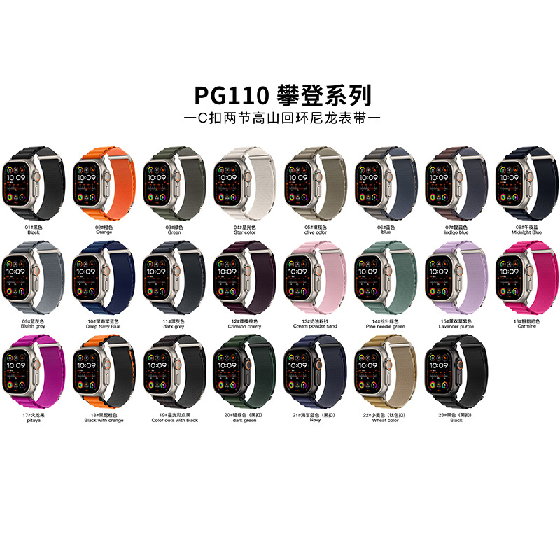 The C-buckle two-link Alpine modified Ultra loop nylon strap is suitable for the apple iwatch details Picture