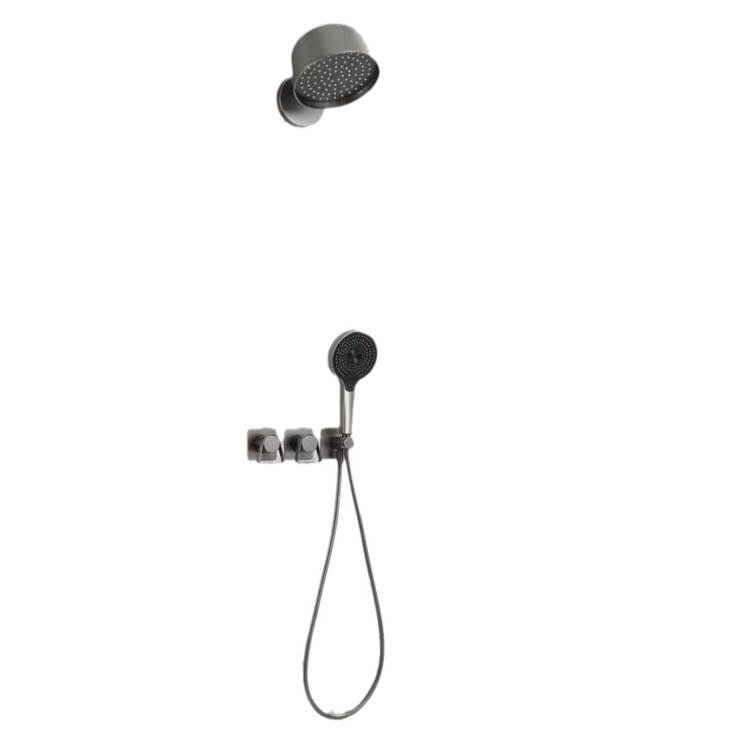Creative all-copper white chandelier, concealed installation, minimalist hotel project, cold and hot embedded wall-mounted shower head set Item Picture