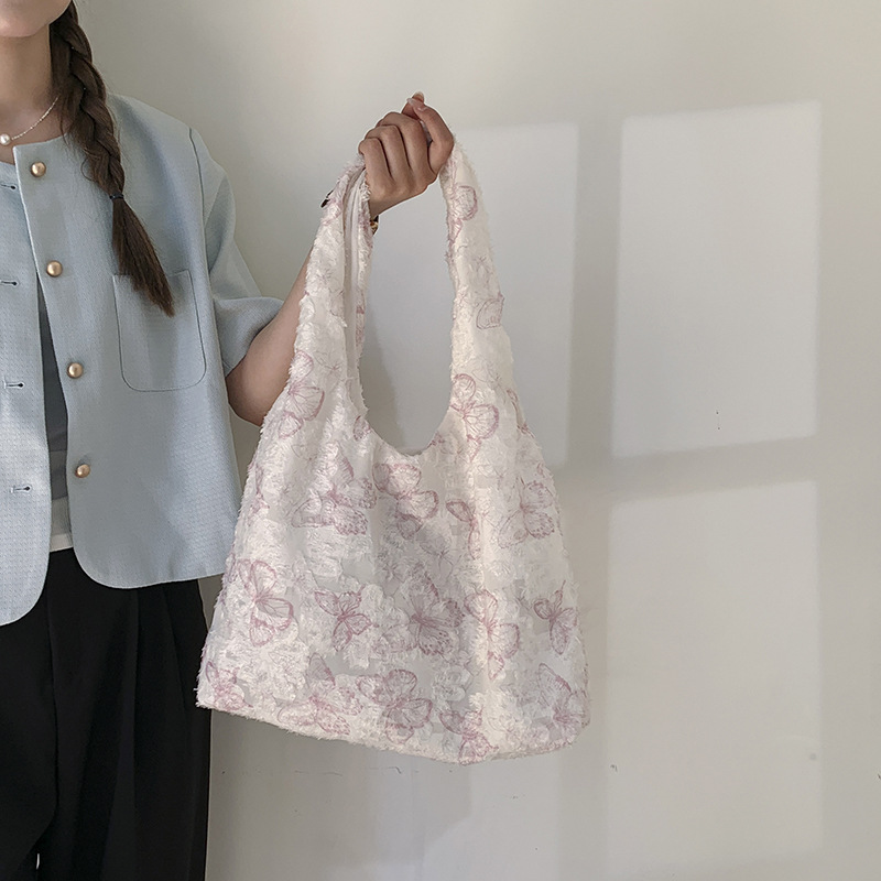A large-capacity commuting single-shoulder bag for 2024, a super popular summer embroidered large bag for women, a niche tote bag with a sense of design Specification drawing