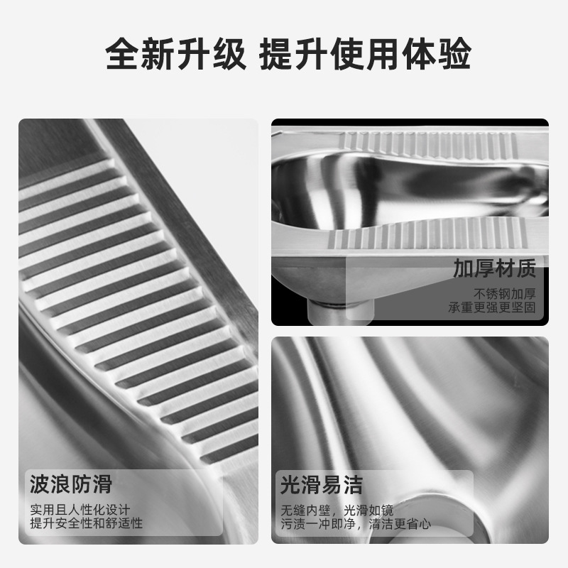 Thickened 304 stainless steel squat toilet, prison, train, bar, shopping mall, anti-odor and durable squat toilet, stainless steel squat toilet Specification drawing