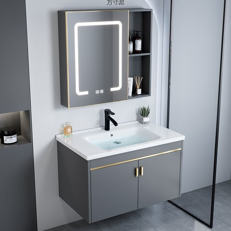 Household washbasin cabinet combination, bathroom, small-sized washbasin, wall cabinet, space aluminum bathroom cabinet, washbasin details Picture