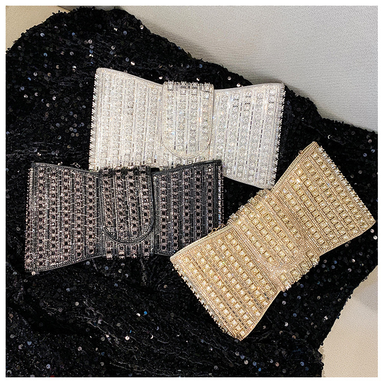 New cross-border European and American retro high-end clutch bag, full diamond single-shoulder crossbody ladies' bag, small bag, socialite dinner bag details Picture
