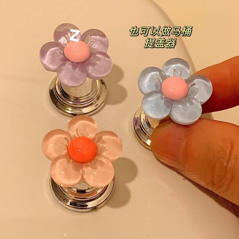 Flower creative toilet switch press, home essentials, nail art special flush button sticker, Amazon details Picture