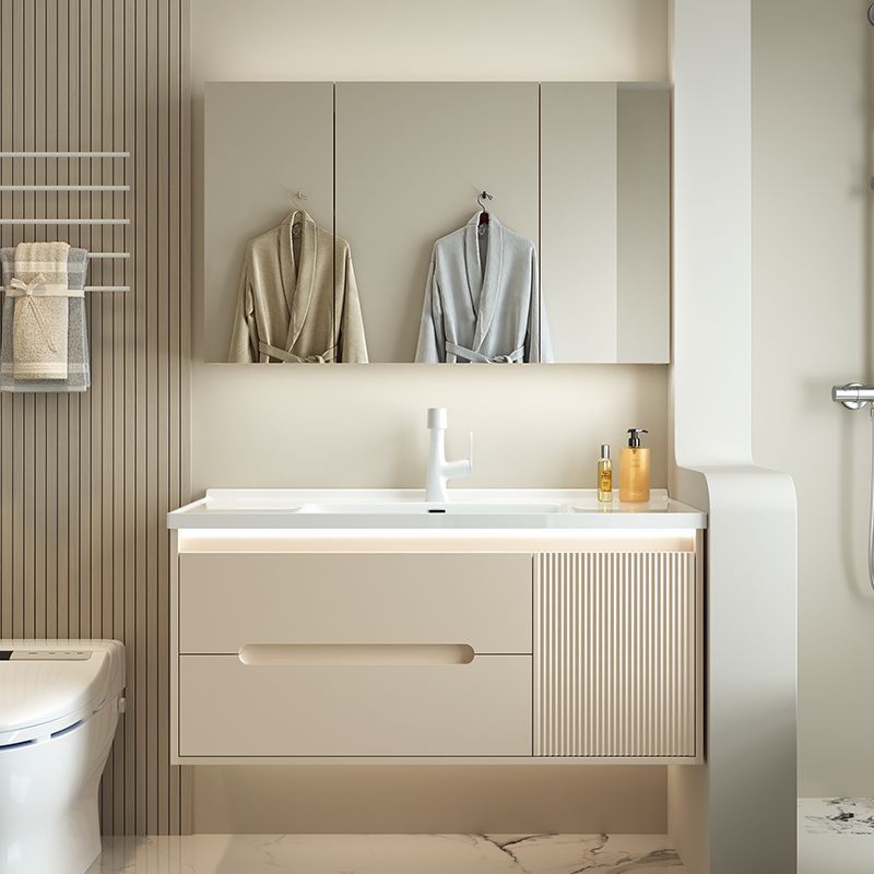 Paint-free cream bathroom cabinet, washbasin, solid wood smart washbasin, simple ceramic integrated Application Scenario