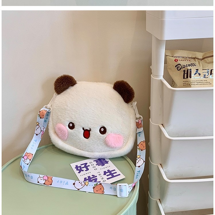 Korean version cute plush bear single-shoulder bag 2024 New style soft and sweet girl toy bag coin purse single-shoulder crossbody bag details Picture